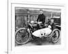 FW Dixon on a Harley-Davidson, with a Passenger in the Sidecar, 1921-null-Framed Photographic Print