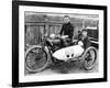 FW Dixon on a Harley-Davidson, with a Passenger in the Sidecar, 1921-null-Framed Photographic Print