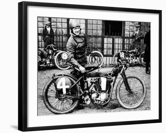 Fw Dixon with a Harley-Davidson, 1923-null-Framed Photographic Print