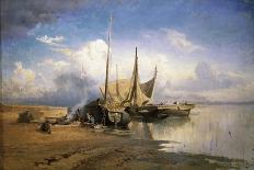 View of the Volga. Boats, 1870-Fyodor Alexandrovich Vasilyev-Framed Stretched Canvas