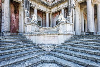 Lions Staircase, Royal Summer Palace of Queluz, Lisbon, Portugal, Europe