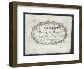 G Carkett, Mercer and Draper, Trade Card-null-Framed Giclee Print