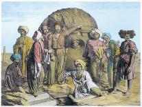 Archaeologist Bernardino Drovetti measuring a colossal head in the Egyptian desert, 1819-G Engelmann-Giclee Print