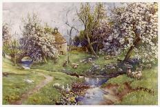 Picturesque Stream in the English Countryside with Geese-G.f. Nicholls-Framed Art Print