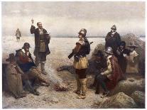 The "Pilgrims" Give Thanks to God for Their Safe Voyage after Landing in New England-G.h. Boughton-Laminated Art Print