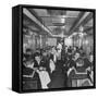 G.I. Personnel and Their Wives Eating in Dining Car While Civilians Will Have to Wait Until Later-Sam Shere-Framed Stretched Canvas