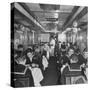 G.I. Personnel and Their Wives Eating in Dining Car While Civilians Will Have to Wait Until Later-Sam Shere-Stretched Canvas