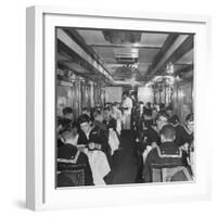 G.I. Personnel and Their Wives Eating in Dining Car While Civilians Will Have to Wait Until Later-Sam Shere-Framed Photographic Print