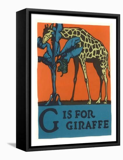 G is for Giraffe-null-Framed Stretched Canvas