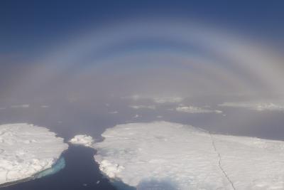 White rainbow over the ice, Arctic Ocean, Arctic, Norway, Scandinavia, Europe