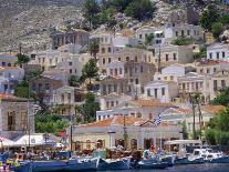 Moored Boats and Waterfront Buildings, Gialos, Symi (Simi), Dodecanese Islands, Greece-G Richardson-Photographic Print