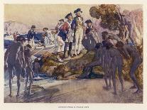 Captain Arthur Phillip Lands in Sydney Cove and Has His First Encounter with the Aboriginals-G.w. Lambert-Framed Art Print