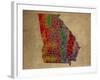 GA Colorful Counties-Red Atlas Designs-Framed Giclee Print