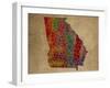 GA Colorful Counties-Red Atlas Designs-Framed Giclee Print