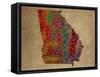 GA Colorful Counties-Red Atlas Designs-Framed Stretched Canvas