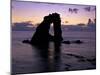 Gaada Stack Natural Arch, 45 M High, at Sunset, Foula, Shetland Islands, Scotland, United Kingdom-Patrick Dieudonne-Mounted Photographic Print