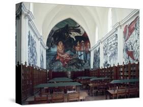 Gabino Ortiz Library Room with Frescoes by Clemente Orozco, 1940-Joan Blaeu-Stretched Canvas