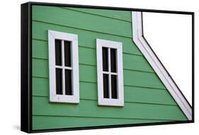 Gable Roof with White Windows on Wooden House-leisuretime70-Framed Stretched Canvas