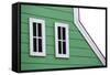 Gable Roof with White Windows on Wooden House-leisuretime70-Framed Stretched Canvas