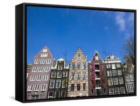 Gabled Houses on the Leidsegracht Canal, Amsterdam, Netherlands, Europe-Amanda Hall-Framed Stretched Canvas
