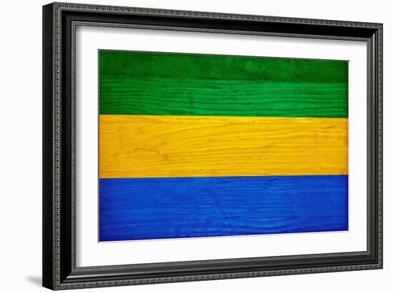 Gabon Flag Design with Wood Patterning - Flags of the World Series-Philippe Hugonnard-Framed Art Print