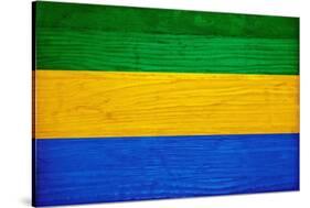 Gabon Flag Design with Wood Patterning - Flags of the World Series-Philippe Hugonnard-Stretched Canvas