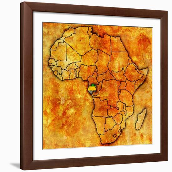 Gabon on Actual Map of Africa-michal812-Framed Art Print