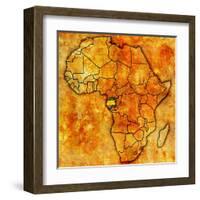 Gabon on Actual Map of Africa-michal812-Framed Art Print