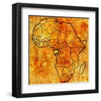 Gabon on Actual Map of Africa-michal812-Framed Art Print