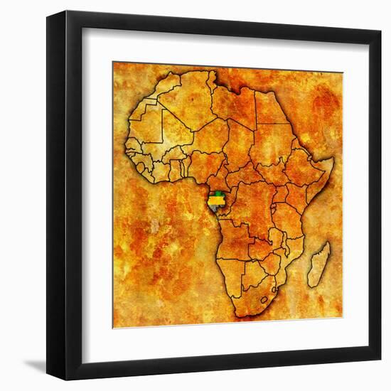 Gabon on Actual Map of Africa-michal812-Framed Art Print