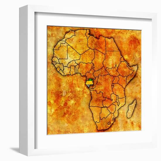 Gabon on Actual Map of Africa-michal812-Framed Art Print