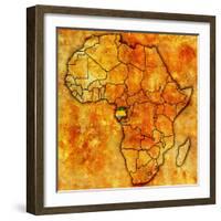 Gabon on Actual Map of Africa-michal812-Framed Art Print