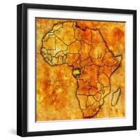 Gabon on Actual Map of Africa-michal812-Framed Art Print