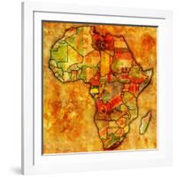Gabon on Actual Map of Africa-michal812-Framed Art Print