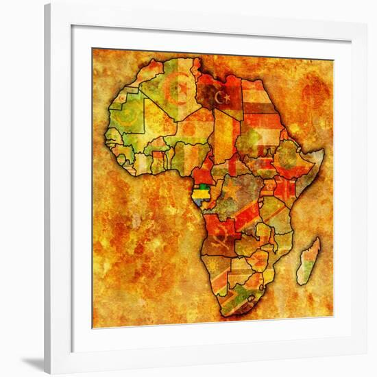 Gabon on Actual Map of Africa-michal812-Framed Art Print