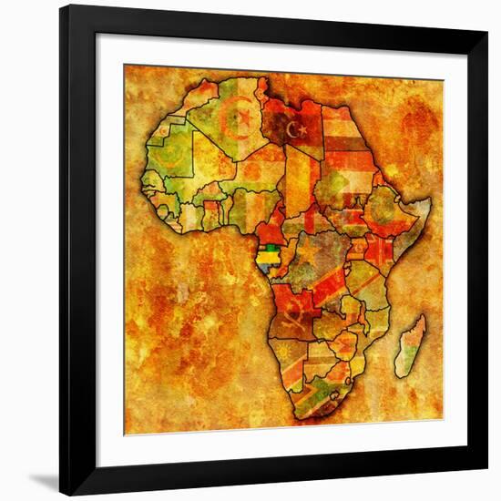 Gabon on Actual Map of Africa-michal812-Framed Art Print