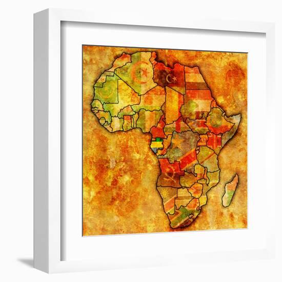 Gabon on Actual Map of Africa-michal812-Framed Art Print