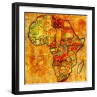 Gabon on Actual Map of Africa-michal812-Framed Art Print