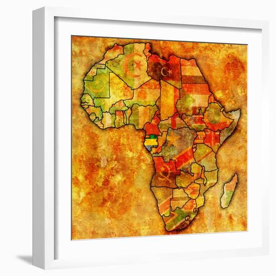 Gabon on Actual Map of Africa-michal812-Framed Art Print