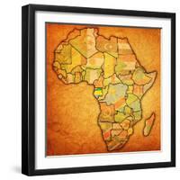 Gabon on Actual Map of Africa-michal812-Framed Art Print