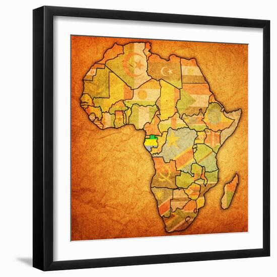 Gabon on Actual Map of Africa-michal812-Framed Art Print