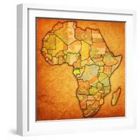 Gabon on Actual Map of Africa-michal812-Framed Art Print