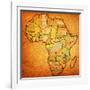 Gabon on Actual Map of Africa-michal812-Framed Art Print