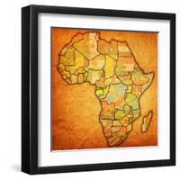 Gabon on Actual Map of Africa-michal812-Framed Art Print