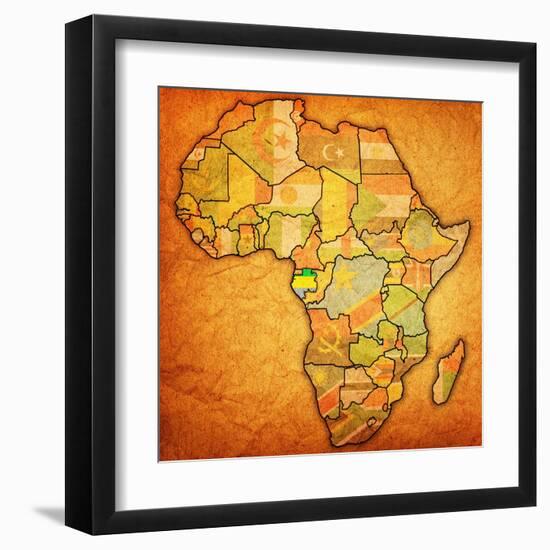 Gabon on Actual Map of Africa-michal812-Framed Art Print