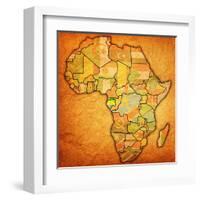 Gabon on Actual Map of Africa-michal812-Framed Art Print