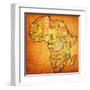 Gabon on Actual Map of Africa-michal812-Framed Art Print