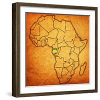 Gabon on Actual Map of Africa-michal812-Framed Art Print