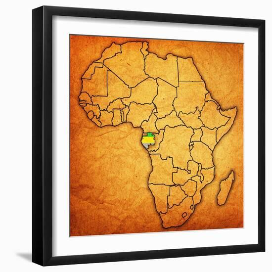 Gabon on Actual Map of Africa-michal812-Framed Art Print