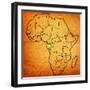 Gabon on Actual Map of Africa-michal812-Framed Art Print